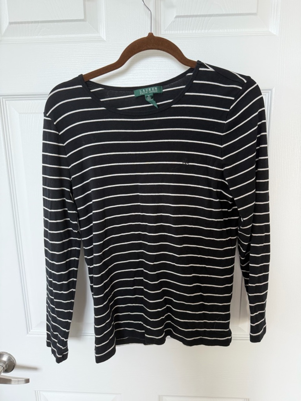 Ralph Lauren Black and White Striped Long Sleeve Shirt